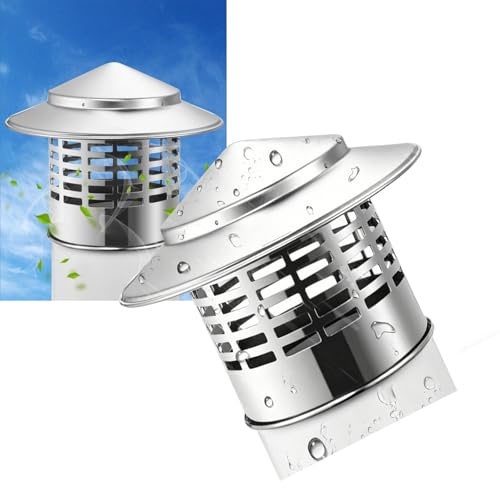 Comignolo Antivento Antipioggia in Acciaio Inox 304 - Cappello per Camino Conico con Griglia di Protezione per Stufa a Pellet Canna Fumaria e Ventilazione Tetto(220 mm/9 inch)