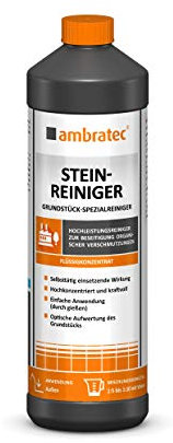 Ambratec Steinreiniger 1 Liter, Konzentrat, Steinreinigung,Grundstücksreiniger, Speziallereiniger,Verunreinigung, Moos, Unkraut, Schmutz, Verwitterung