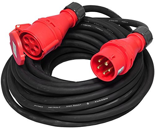 ALLEGRA CEE Starkstrom Kabel Verlängerungskabel 15m 400 V, 16 A Starkstrom Kraftstromkabel Ideal für Baustelle Garten, 5-polige Verlängerung für Außenbereich IP44