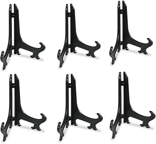 Tincogo 8 Zoll Schwarz Kunststoff Tellerständer Tellerhalter Telleraufsteller Dekoteller Halter Bilderrahmen ständer,6 Stück