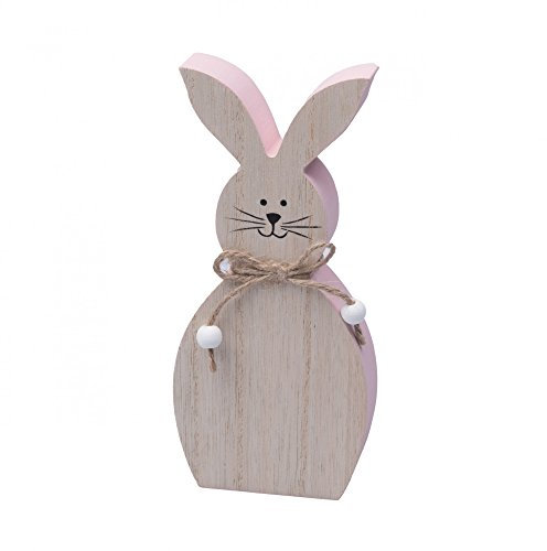 Süßer Hase aus Holz, rosa 17cm Größe M, Hasen-Figur zum Stellen Ostern Oster-Deko Frühling Osterhase