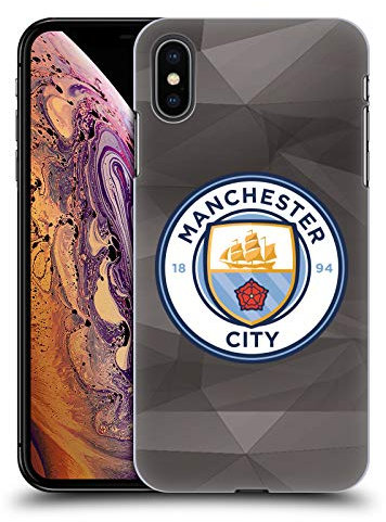 Head Case Designs Officially Licensed Manchester City Man City FC Black Full Colour Badge Geometric Hard Back Case Compatible With Apple iPhone XS Max