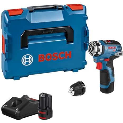 Bosch Professional 12V System sladdlös borrskruvdragare GSR 12V-35 FC (med 2 x 3,0 Ah-batterier + laddare GAL 12V-40, med 1 FlexiClick-adapter, i L-BOXX 102)