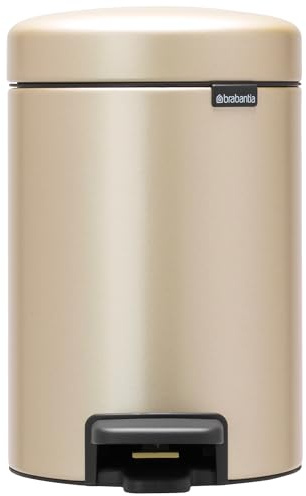 Brabantia NewIcon Treteimer sanft schließend, Kunststoff-Inneneimer, Champagne, 3 Liter