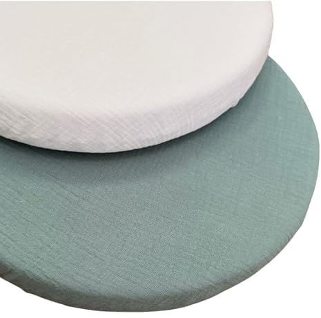 MIMUSELINA Sabanas Cuna 78x35 Algodon Oeko-Tex | Pack de 2 Bajeras Sábanas Ajustables 100% Algodón Muselina Suave y Transpirable | Hechas a Mano en España | Blanco-Menta