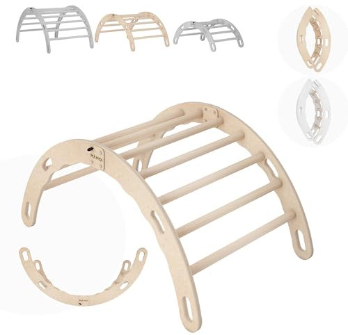 MAMOI® Arrampicata per bambini in legno naturale, Dondolo triangolo, Altalena da casa interno, Parete arco a partire