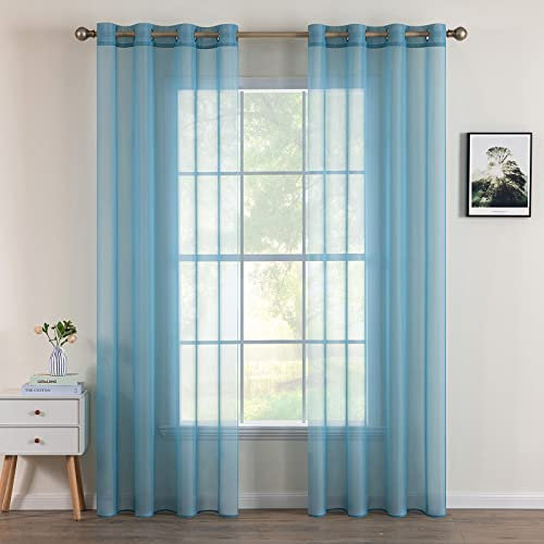 MIULEE Tende Trasparenti Con Occhielli Morbidi Finestre per Salotto Eleganti Soggiorno per Camera da Letto e Tende Cameretta Bambini 2 Pannelli 140x280cm Grigio Azzurro