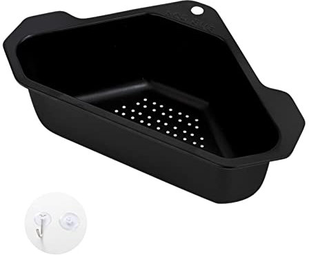 tuli Scolo per lavello da cucina – Scolapiatti per rifiuti da cucina, scolapiatti in acciaio inox, triangolare, cestello angolare per lavello, colino alimentare, scaffale