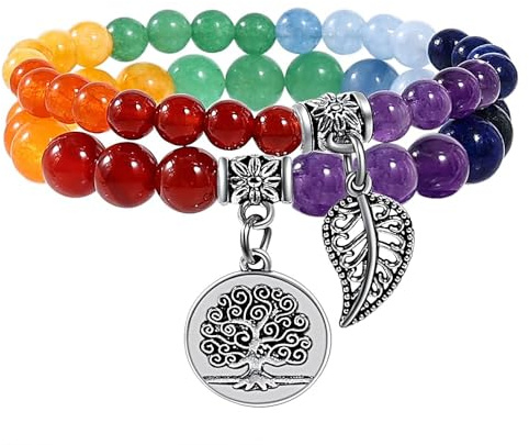 Farfume Chakra Armband Echte Steine, Echte Steine-Edelsteine Armband fur Damen