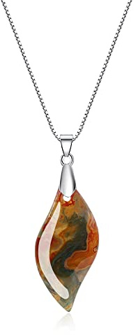 COAI Collier Argent 925 Femme, Pendentif Feuille/Goutte d'Eau, Collier Agate Mousse/Malachite