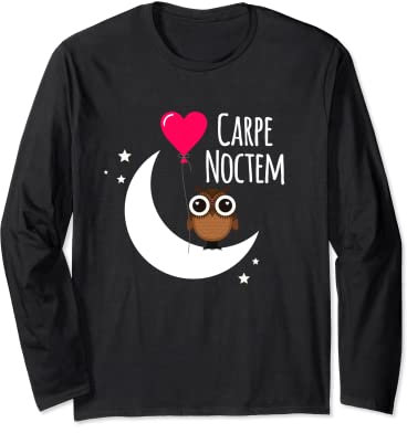 Frase latina Carpe Noctem Moon Stars Owl Carpe Noctem Manga Larga