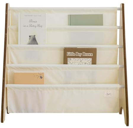 3 Sprouts, Bibliothèque Frontale Montessori pour Enfants, Idéale pour Organiser et Contenir des Livres, Couleur Crème, 61x63x25,4 cm