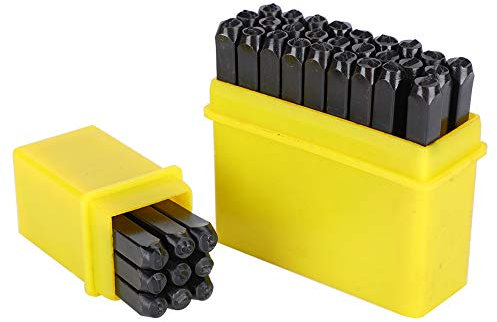 36 Stück Zahlen und Buchstaben Punch Set, 3 mm Schlagbuchstaben Set Alphabet A-Z, Zahlen 0-9, Symbol &, Metall Schlagstempel Stanzwerkzeug für DIY Leder Schmuckherstellung