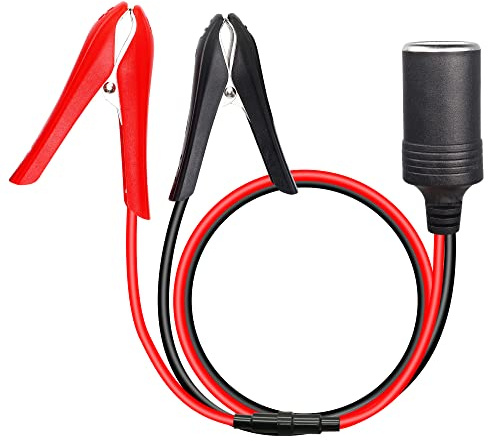 PNGKNYOCN Batterie-Krokodilklemmen auf Zigarettenanzünder-Adapterkabel, 18 AWG, 12 V, Auto-Zigarettenanzünder, Buchse auf Krokodilklemmen, Verlängerungskabel mit 10 A Sicherung (0.6 m)