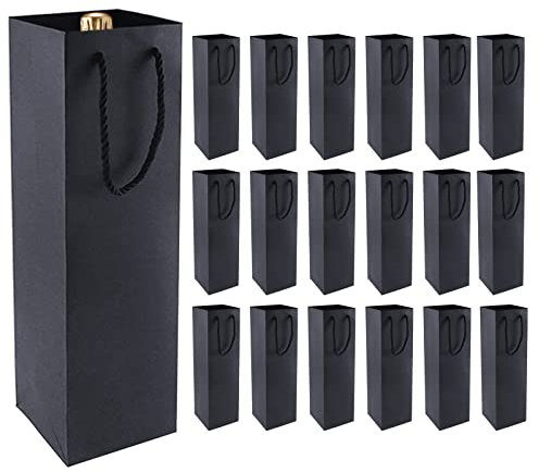 20 Stück Kraft-Wein-Geschenktüte, Flaschentüten Premium Geschenktüten für Wein Luxusflaschentaschen mit Starken Seilgriffen für Weihnachten, Hochzeit, Party