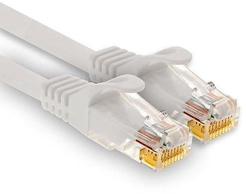 1aTTack.de - 1 X 25m cable de red Cat7, Cat.7 Ethernet, LAN y cable de conexión Cat 7 para velocidad máxima de Internet y conecta todos los dispositivos con puerto RJ 45 blanco