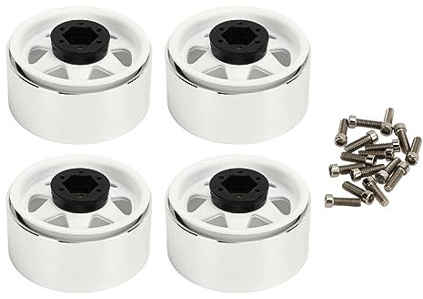 Llantas de Rueda Beadlock de 4 Piezas, Llantas de Cubo de Plato Profundo de Metal de 8,9 Mm para Axial SCX10 90046 de 1,9 Pulgadas(Blanco)