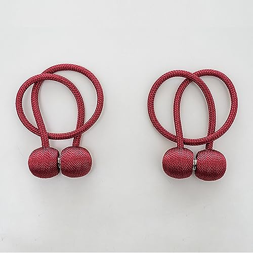 A.Monamour Lot de 2 Pièces Aimantée Embrasses de Rideaux Magnétiques Retenues de Draperie de Rideau Attache Boucle Pinces pour Rideaux Décoration - Rouge