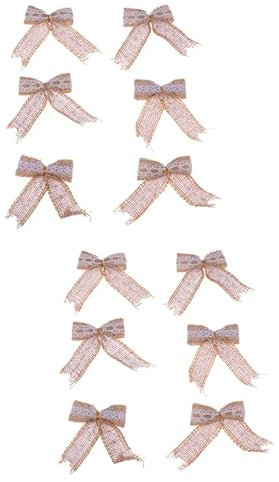 DECHOUS 12stücke Teiliges Set Jute-Bowknot Mit Spitzenverzierung Natürliche Dekoration Für Hochzeiten Weihnachten Und Rustikale Burlap Schleifen Für -projekte Und Heimdekoration