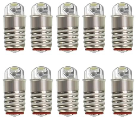 ShuoHui 10x E5 LED Bulb 12V Cool/Warm White E5 E5.5 Screw Base LED Bulb Upgrade for Modle Train Lights (Cool White)