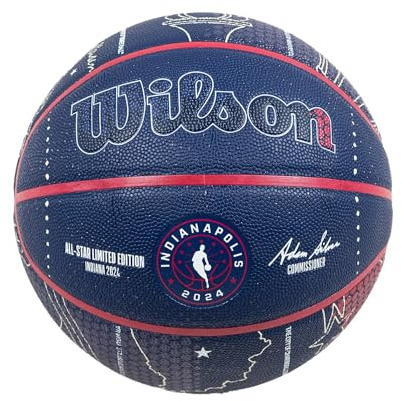 Wilson NBA All-Star 2024 Indianapolis Collector Ball WZ2015601XB, Unisex, Basketball, Navy/Red, 7