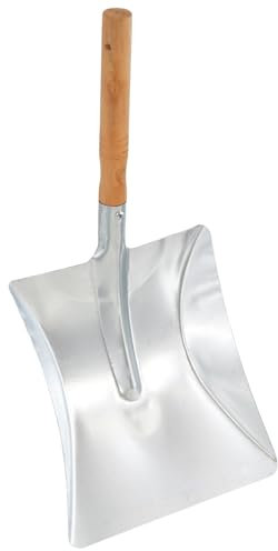 GEEZY Durable Coal Shovel Wooden Heat-Resistant Handle, 8 Zinc-Plated Metal Head, Great for Home & Garden Use, Perfect for Shovelling Coal, Ash, Sand, & More