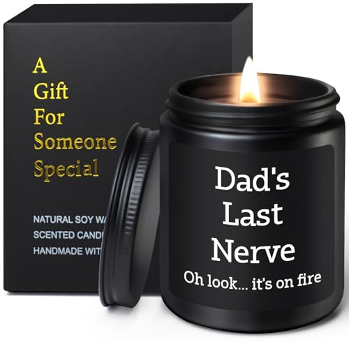 Father's Day Gifts for Dad from Daught Son Dad Gift for Birthday Christmas, Presents for Daddy Father Stepdad Funny Dad's Last Nerve Candle, 200g Men's Sandalwood Soy Wax Scented Candles
