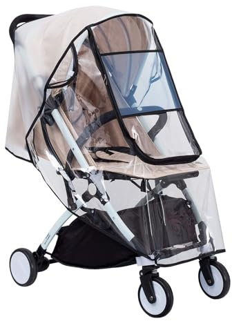 GmeDhc Regenschutz Kinderwagen, Regenschutz babyschale mit Reißverschluss, Universal Regenschutz Buggy, Transparent, Schadstofffrei, Zubehör für Kinderwagen