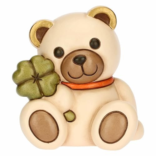 THUN, Salvadanaio Teddy in Ceramica Decorata a Mano, Idea Regalo, 12.8 x 10 x 12.8 cm h