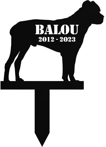 INDIGOS UG - Décoration funéraire chien – Cane Corso – 40 cm – Piquet commémoratif résistant aux intempéries comme piquet funéraire – Nom et date au choix – Plaque personnalisable – Animal de