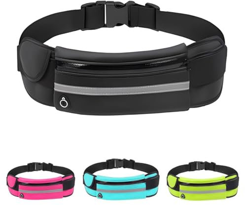 Ruayia Laufgürtel, Laufgürtel für Handy, Sport Hüfttasche, Running Belt zum Joggen mit Verstellbarem Riemen, Hüfttasche für Joggen, Fitness, Radfahren, Reisen und Outdoor-Aktivitäten (Schwarz)