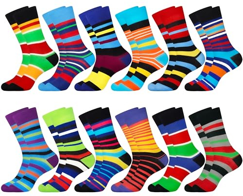 Jeasona 5/12 Pairs Mens Cotton Dress Socks Multipack Colourful Funny | Funky Cool Everyday Socks Comfortable Multipack Casual Office Gift Choice