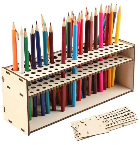 MXTIMWAN Pinselhalter Malen Holz,67-Loch Schreibtisch Ständer Organizer,Holz Pinsel Halter Ständer, Make Up Pinsel Halter Ständer,Pinselhalter Malen,Multifunktionaler