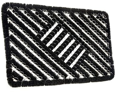 Hanse Home Grid Brushes Paillasson Coco et Caoutchouc, 40 x 60 cm, antidérapant, pour l'intérieur et l'extérieur, avec brosses à Noix de Coco, résistant aux intempéries, pour l'extérieur - Noir