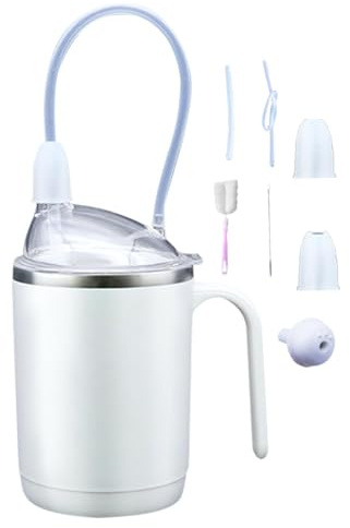 Generisch Trinkbecher Mit Strohhalm Senioren, Schnabeltasse Für Erwachsene Aus Edelstahl, Auslaufsicherer Trinkbecher Senioren, Für Ältere Menschen Patienten Behinderte Rekonvaleszenz Trinkhilfen