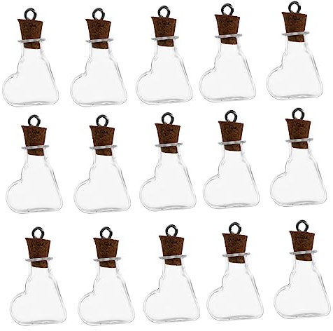 Yardenfun 30pcs Heart Shape Slanted Bottle Wedding Favour Bottles Glass Cork Stoppers