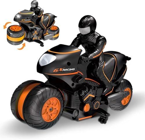 OBEST 2.4G RC Motorcycle, 360°Rotating Sided Flips Off-Road Drift Gift | Remote Control Motorcycle Double Sided Flips, Remote Control Off-Road 2.4Ghz High Speed Rotation Drift, Gift for Kids