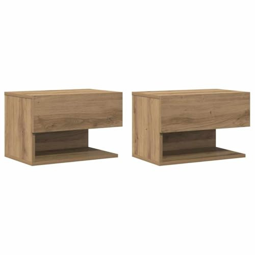 vidaXL Väggmonterade sängbord 2 st, ek, sängskåp, sänglådor, sovrumslådor, sänglåda, sovrumslåda, väggmonterat sängbord, modern, 46 x 29.5 x 30 cm, brun