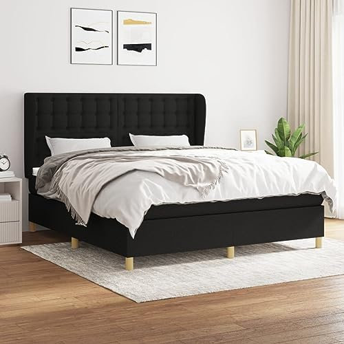 qohoio Boxspringbett mit Matratze Schwarz 160x200 cm Bett Boxspringbett Schlafzimmer MöBel Betten Bett Mit Matratze Stoff - 3128855