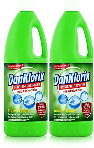DanKlorix Hygiene-Reiniger Grüne Frische 1,5L - Mit Aktiv-Chlor (2er Pack)