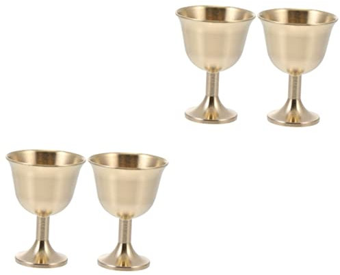 Cabilock 2 Ensembles Verre À Cocktail Gobelet À Vin Rouge Lunettes Rétro Gobelet À Vin Doré Titulaires À Liqueur D'or Mèches De Lampe Au Ghee Calice Golden Cuivre 2 Pièces * 2