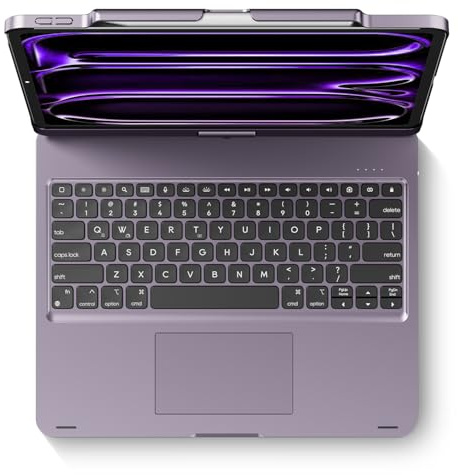 Edaiser Swivel Keyboard Case for Apple iPad Air (13inch) & Pro (13inch, M4; 12.9inch, 6th-3rd Gen); Rotatable Cover with Pencil Holder, Trackpad, Backlit, Purple | 360° Rotatable Cover, Pencil Holder, Trackpad | Backlit |for iPad Air 13 (M2/M3/M4), Pro 13 M4 M5, Pro 12.9 (3rd-6th Gen)