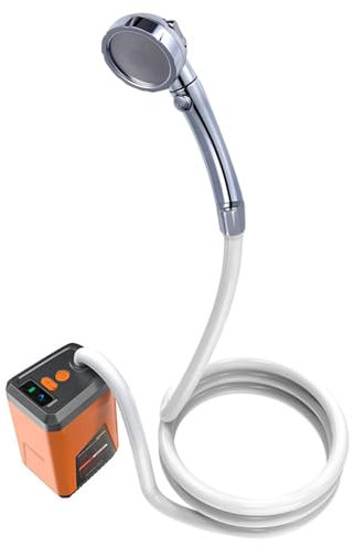 Portable Shower Camping Shower Outdoor Camp Shower Pump, Rechargeable Battery Powered Shower for Camping Hiking Backpacking Travel Beach Pet Watering (Orange 2 Sprays Mode)