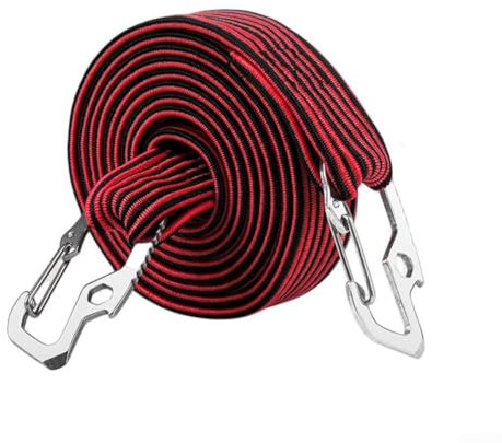 Travel Essential 2 Meter Bungee Cord with Clips Perfect Accessory for All Your Transport Needs (red-2M)