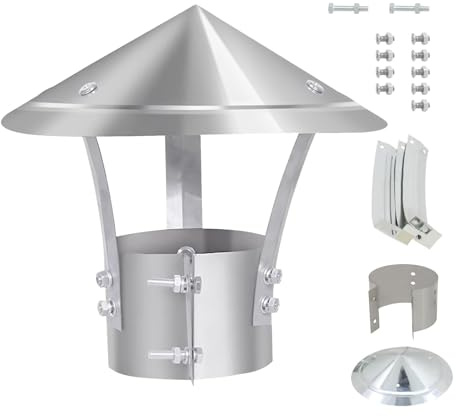 Kaminabdeckung 80-300 Mm Edelstahl Schornsteinhaube, Regenhut Kaminabschluss Zur Belüftung, Feuerfester Schornsteinaufsatz Für Kamin Und Ofen(180 mm(7.09 in))