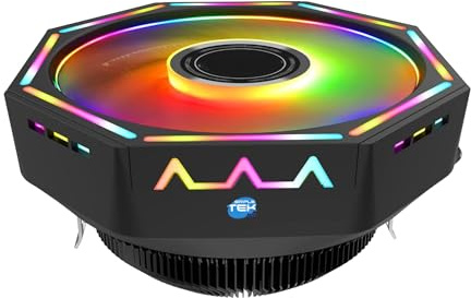 SIMPLETEK - Disipador CPU RGB 120mm | 95W | Negro | Compatible con LGA 1700 1200 775 1150 1151 1155 1156 AM3 AM2 AM3+ AM2+