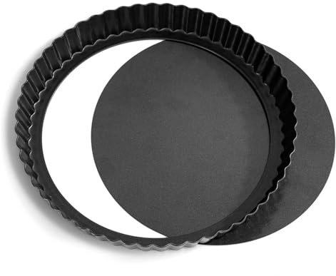 hzbaiyi Quiche Pan, 8 inch Flan Tins with Loose Base, Non-Stick Tart Tin, Flan Case Tin Removable Loose Bottom, 22cm Round Deep Tart Tins for Baking, Pie, Flan, Dish, Quiche