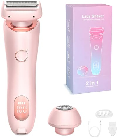 Rasoir électrique étanche 2 en 1 pour femme, sans douleur, rasoir électrique rechargeable pour le visage, les lèvres, les bras, les jambes, les aisselles, bikini, zone privée, kit pour femme humide et