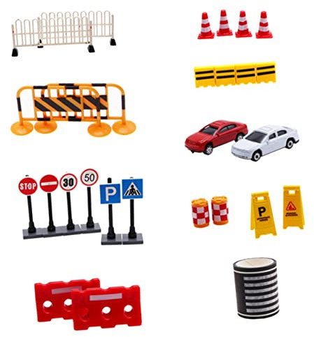 UPKOCH 27pièces Lot de Petits Cônes De Signalisation Panneaux De Signalisation pour Garçon Fille Jouets De Chantier