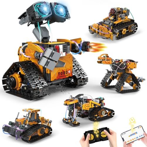 5-in-1 Technik Roboter Spielzeug für Kinder – 673 Stück App & Fernsteuerung Wall Robot Bauset, Programmierbares STEM Bauspielzeug, Geburtstags Geschenk für Kinder ab 6-12+ Jahre Jungen Mädchen